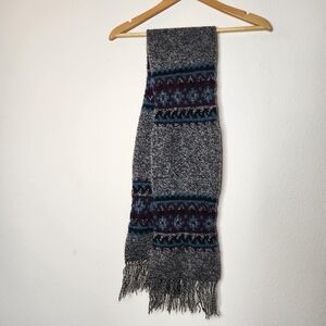 VTG Knit Outerwear Womens Blue Gray Tassel Scarf Wool / Nylon